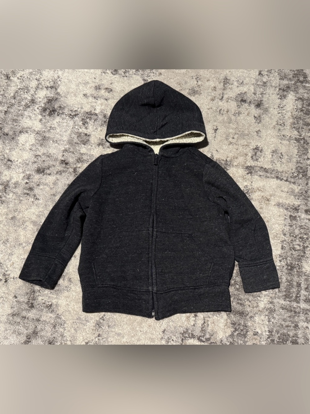 Old Navy Sherpa-Lined Zip Hoodie Kids Black Hooded Jacket
